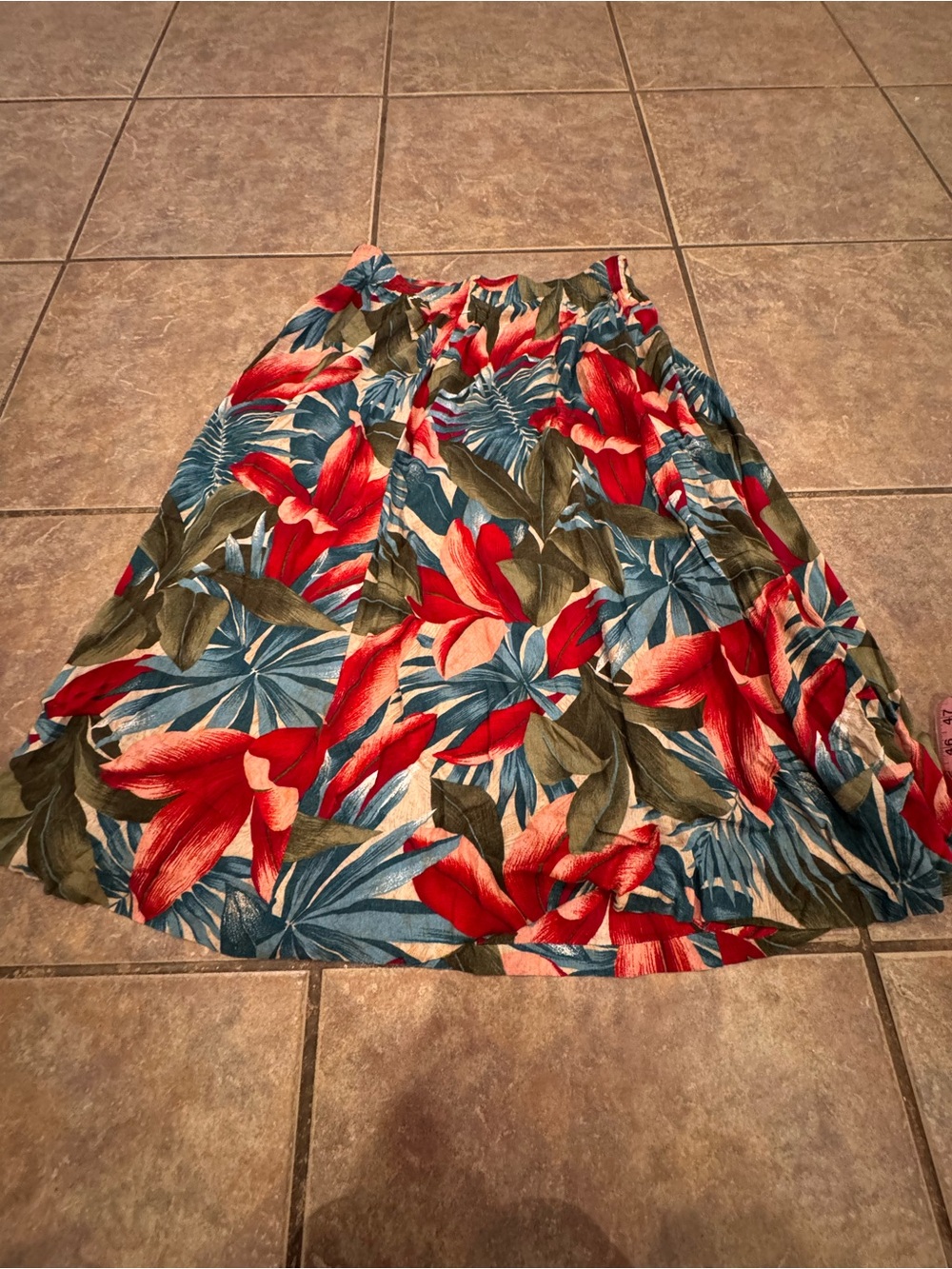 Vintage Alfred Dunner Red & Blue Tropical Floral Circle Skirt